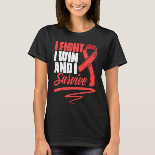 Fight Win Stroke Survivor Red Ribbon Stroke Awaren Tシャツ (正面)