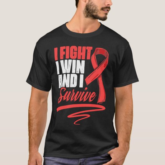Fight Win Stroke Survivor Red Ribbon Stroke Awaren Tシャツ (正面)