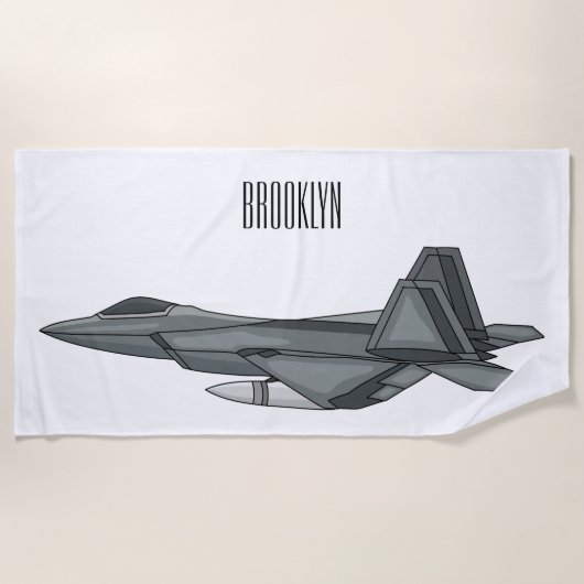 Fighter aircraft cartoon illustration ビーチタオル (正面)