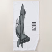 Fighter aircraft cartoon illustration ビーチタオル (正面)
