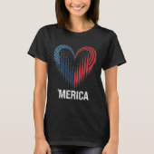 Fighter Jet Airplane American Flag Heart 4th Of Ju Tシャツ (正面)