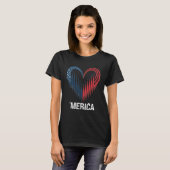 Fighter Jet Airplane American Flag Heart 4th Of Ju Tシャツ (正面フル)