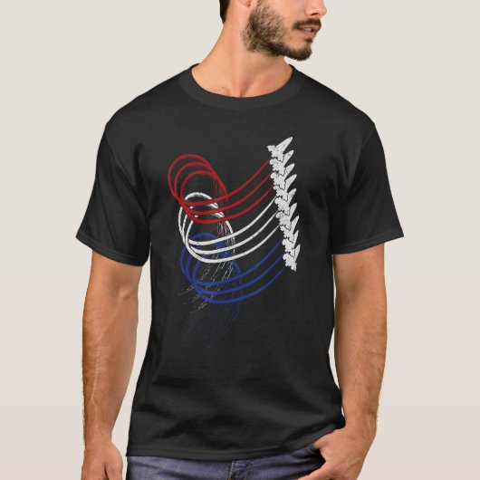 Fighter Jet Airplane American USA Patriotic 4th Of Tシャツ (正面)