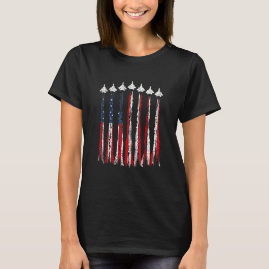 Fighter Jet Airplane USA Flag 4th Of July Patrioti Tシャツ (正面)