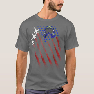 Fighter Jet Fight Pilot Helmet USA Flag Patriot 4t Tシャツ
