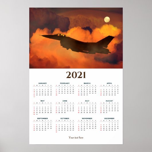 Fighter Jet Sunset 2021 Calendar ポスター (正面)