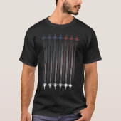 Fighter Jets Contrail American Flag Patriotic 4th  Tシャツ (正面)