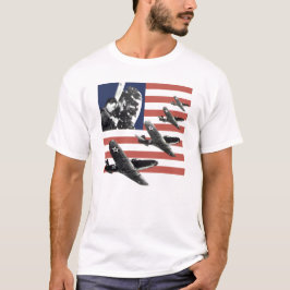 Fighter Plane American Flag Tシャツ