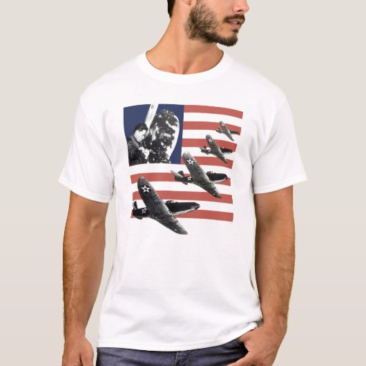 Fighter Plane American Flag Tシャツ (正面)