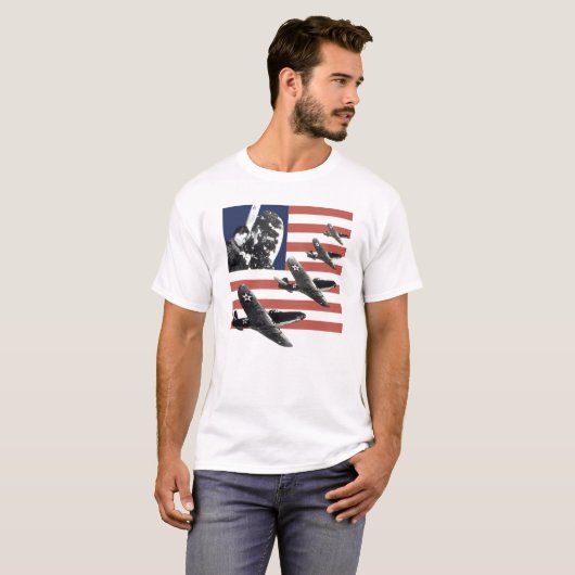 Fighter Plane American Flag Tシャツ (正面フル)
