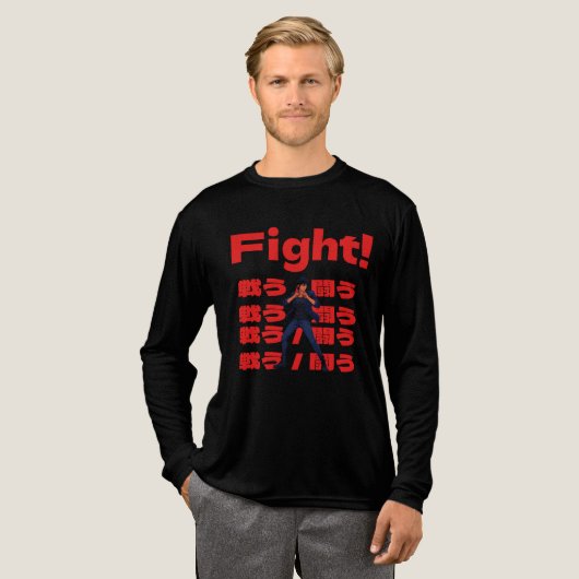 Fighter with 90s Retro Anime Style トライブレンドＴシャツ (正面全体)