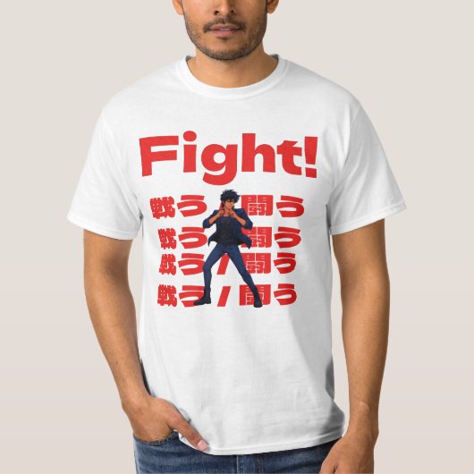 Fighter with 90s Retro Anime Style Tシャツ (正面)