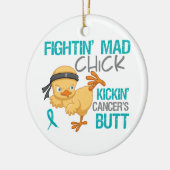Fightinのひよこの卵巣癌 セラミックオーナメント (左)
