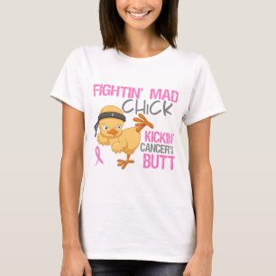 Fightinの気違いのひよこの乳癌 Tシャツ