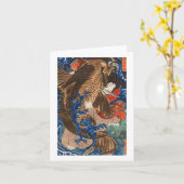 Fighting Giant Carp Kuniyoshi Japanese Fine Art カード (黄色い花)
