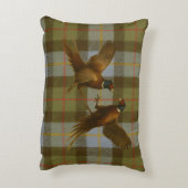 Fighting Pheasants on tweed / tartan background  アクセントクッション (裏面(縦))