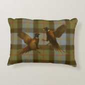 Fighting Pheasants on tweed / tartan background  アクセントクッション (裏面)