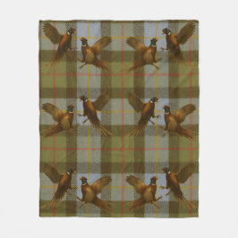 Fighting Pheasants on tweed / tartan background  フリースブランケット