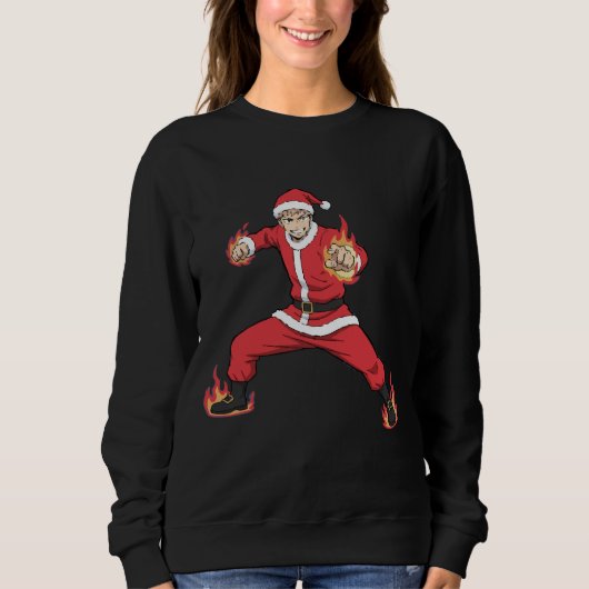 Fighting Santa Claus Anime Style Sweatshirt - Chri スウェットシャツ (正面)
