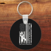 Fights Lung Cancer Alone American Flag White Ribbo キーホルダー (正面)