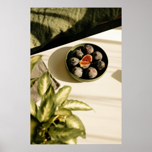 figs in fruit bowl - minimalist wall art ポスター (正面)