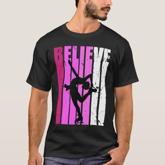 Figure Skates Ice Skating Pink Team Fan Believe Mo Tシャツ (正面)
