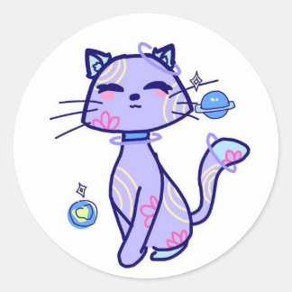 Figurinha gato espacial ラウンドシール
