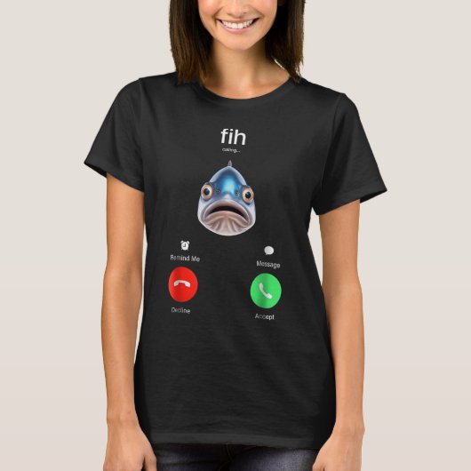 Fih 着信 リマインド メッセージ 拒否 受付 電話 tシャツ (正面)