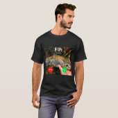 FIH 間違って書かれた面白い猫の魚のミーム Tシャツ (正面フル)