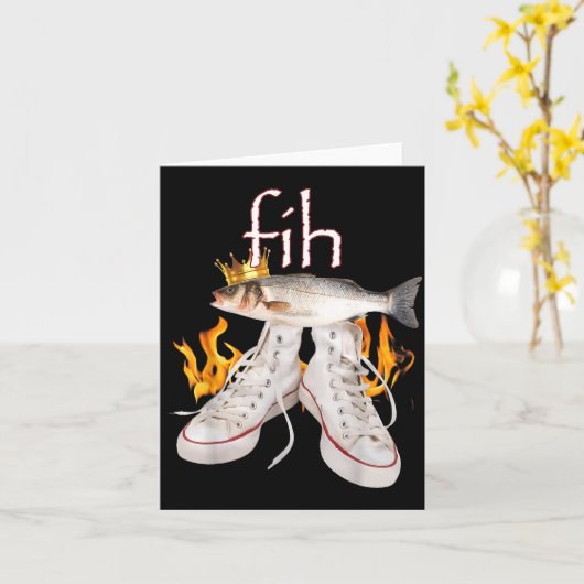 Fih Scute Ss Cute Sss Fish Funny Misspelled Fish M カード (黄色い花)