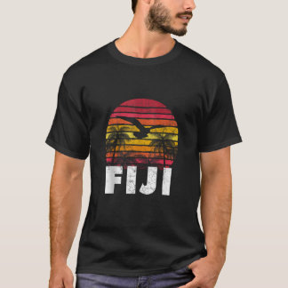 FIJIギフトビーチヴィンテージレトロサンセットスーベリーメンズ Tシャツ