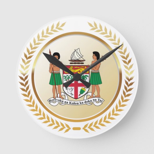 Fiji Coat of Arms ラウンド壁時計 (正面)