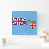 Fiji Flag Dazzling Patriotic スクエア壁時計 (ホーム)