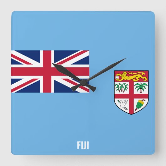 Fiji Flag Dazzling Patriotic スクエア壁時計 (正面)
