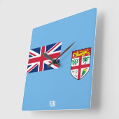 Fiji Flag Dazzling Patriotic スクエア壁時計 (傾斜)