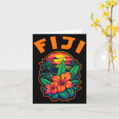 Fiji Islands Pacific Ocean Trocal Flowers Beach Va カード (黄色い花)