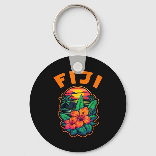 Fiji Islands Pacific Ocean Trocal Flowers Beach Va キーホルダー (正面)