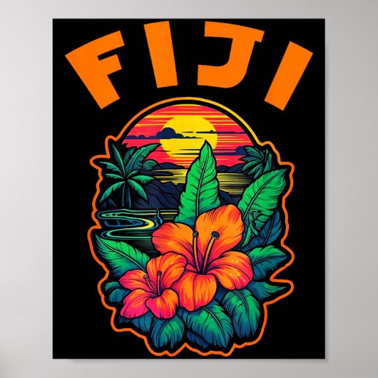 Fiji Islands Pacific Ocean Trocal Flowers Beach Va ポスター (正面)