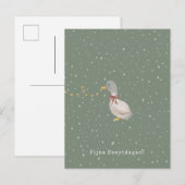 Fijne Feestdagen Kerstmis Schattige Eend Kaart ポストカード (正面/裏面)