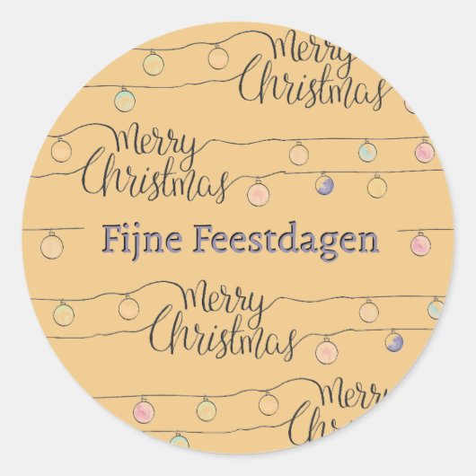 Fijne Kerstdagen kerst sticker ラウンドシール (正面)