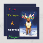 Fijne kerstdagen, Reindeer , rendier, Rudolf シーズンカード (正面/裏面)