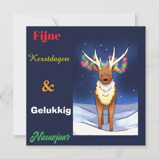 Fijne kerstdagen, Reindeer , rendier, Rudolf シーズンカード (正面)