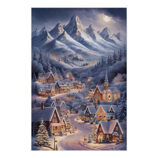 Fijne Kerstfeest Winter Wonderland Greeting Card ポスター (正面)