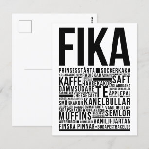 Fikaスウェーデンのコーヒースイーツタイポグラフィポスター ポストカード