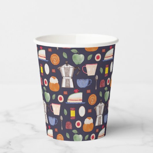 Fika (Eclipse) – 水彩パターン 紙コップ (左)