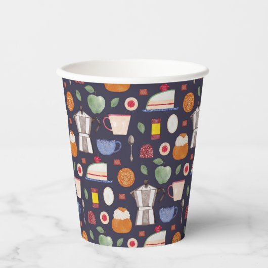 Fika (Eclipse) – 水彩パターン 紙コップ (正面)