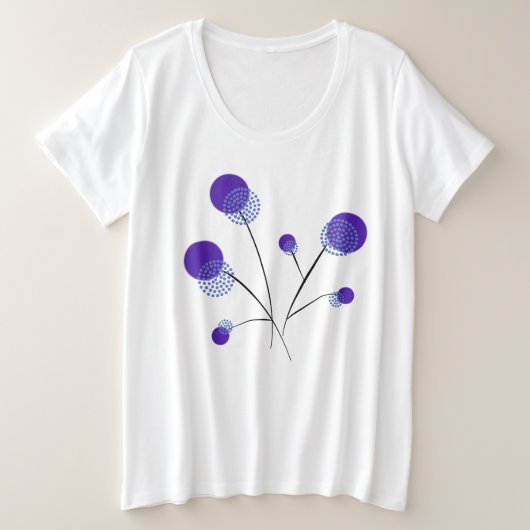 filigrane Blumen lila プラスサイズTシャツ (デザイン正面)