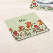 Filigranes Mohnfeld  Rechteckiger Pappuntersetzer  スクエアペーパーコースター (アングル)