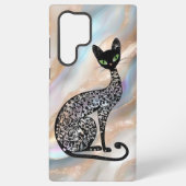 Filigree Black Cat with Green Eyes Samsung Galaxyケース (裏面)