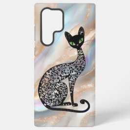 Filigree Black Cat with Green Eyes  Samsung Galaxy S22 Ultraケース